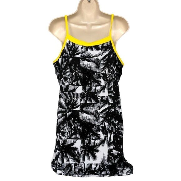 Fabletics Tina Mini Dress Small Black White Palms - Picture 3 of 7